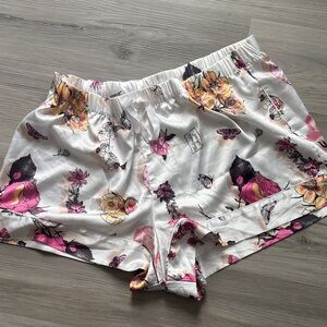 Victoria's Secret Floral Satin Shorts - White, Pink, Yellow, Black